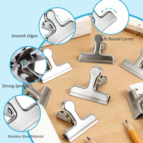 7cm Airtight Metal Chip Clips Set of 8, Rust-Proof Kitchen Bag Clips for Food Preservation, Secure Snack Clip with Wide Jaw for Thick Bags, Heavy Duty Clamps