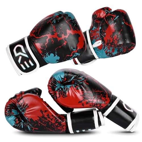 CKE Boxing Gloves for Kids Ages 5-12, Beginner Punch Bag Training Gloves - color: Red/Black