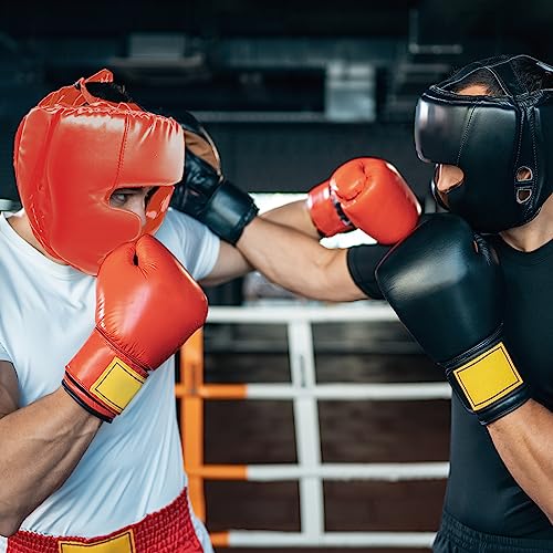 2 Pack Boxing Headgear for Men and Women, Adjustable Sparring Head Guard for Boxing, MMA, Kickboxing, Muay Thai and Taekwondo Training - color: Black,Red