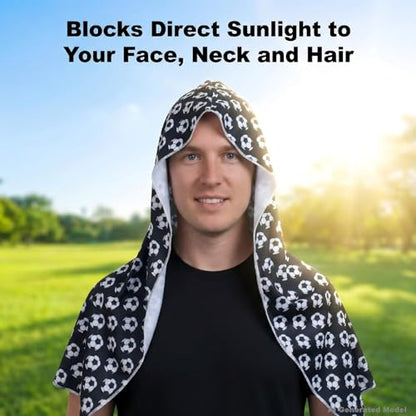 Cooling Hooded Towel for Soccer Fans & Outdoor Work, Sky Blue - color: Sky Blue