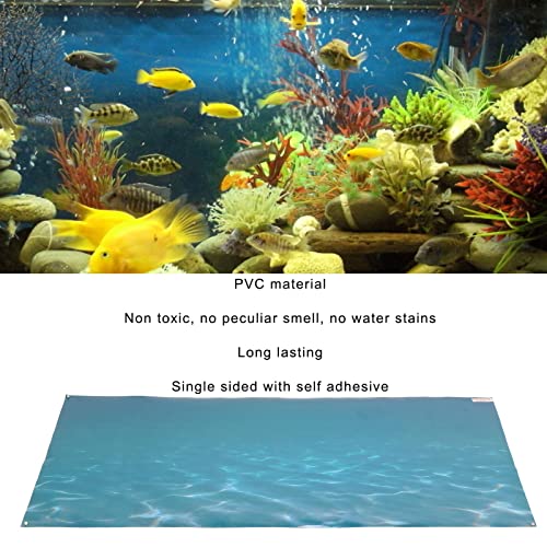 Aquarium Poster, Underwater Paper Cling Sticker with Sea Water Pattern Aquarium Wallpaper Background Decoration Picture PVC Adhesive Poster (61 * 30CM)