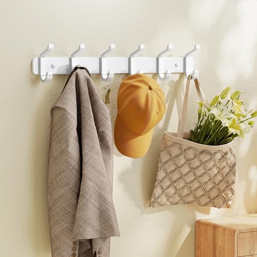 Coat Rack Wall Mount Heavy Duty, Wall Coat Hanger with Hooks, White 2 Pack - color: White, size: 2 Pack