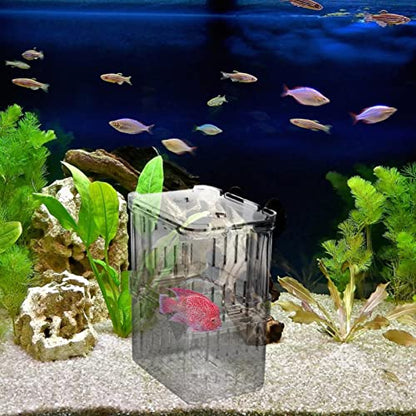 POPETPOP Fish Breeding Box - 2Pcs Plastic Aquarium Hatchery Incubator Box with Suction Cups for Fish & Shrimp