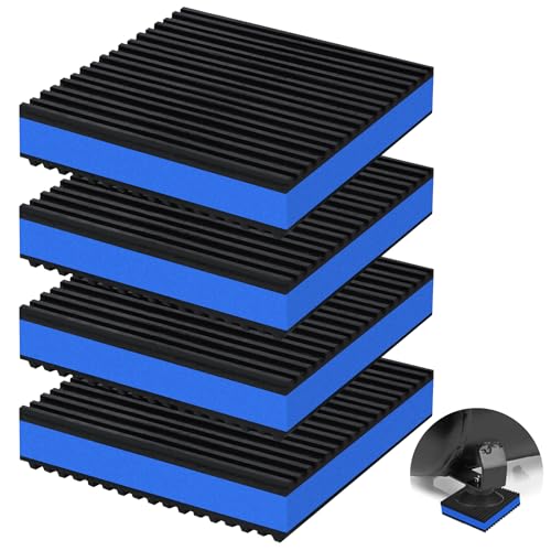 4 Pack Anti Vibration Pads for Washing Machine 4"x4"x7/8", Sound Isolation Vibrating Pad Ribbed Rubber Damping Mat EVA Center for Air Compressors, Conditioner, Treadmill, HVAC Washer Dryer