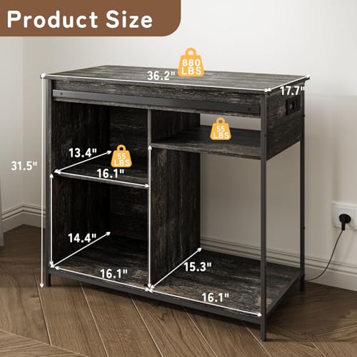 40-50 Gallon Fish Tank Stand, 40 Gallon Aquarium Stand with Cabinet Storage, Heavy Duty Fish Tank Table for Turtle Terrarium Breeder Reptile, Rustic Black