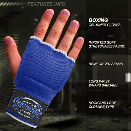 FARABI Kids Hybrid Boxing Inner Gloves Punching Boxing Gloves - color: All Blue (Pack of 2)