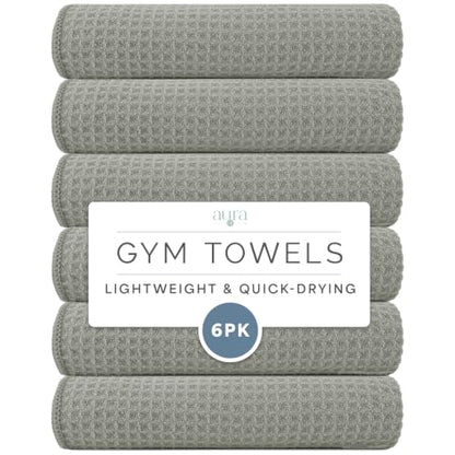 S&T INC. Microfiber Gym Towels, 6 Pack, 16" x 27" - color: Honeycomb Grey