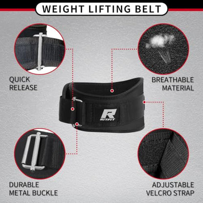 RitFit Weight Lifting Belt 6 Inch for Squats Deadlift Strength Training - color: Black, size: XL(43"-51")