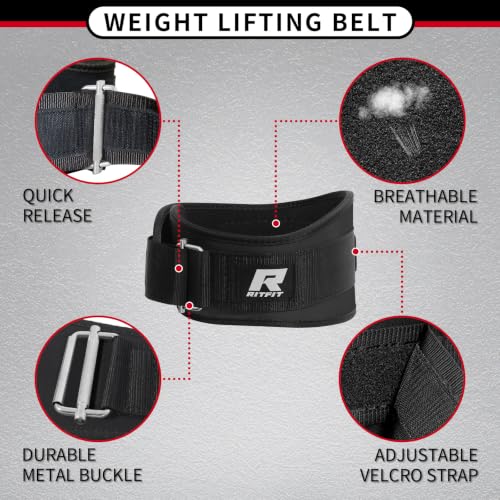 RitFit Weight Lifting Belt 6 Inch for Squats Deadlift Strength Training - color: Black, size: XXL(47"-55")