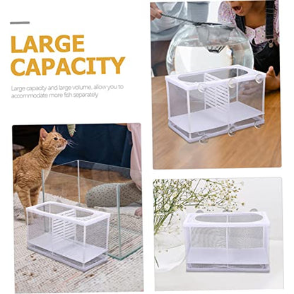HEMOTON Fish Tank Isolation Net Breeding Box for Betta and Guppy Fry Transparent Aquarium Incubator Removable Divider Protects Newborns from Adult Fish for Shrimp Hatchery