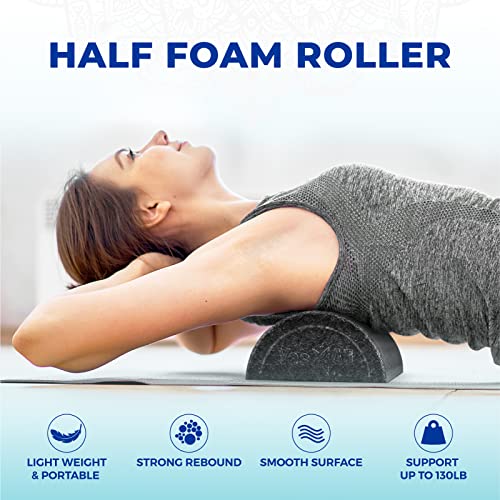 Yes4All High-Density EPP Half Round Back Roller Foam, Exercise Foam Roller for Yoga, Pilates & Stretching - 12, 18, 24, 36 inch - color: Black, style: 12 inch