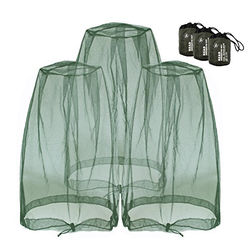 Mosquito Head Mesh Nets Gnat Face Netting for No See Ums Insects Bugs Gnats Biting Midges from Any Outdoor Activities, Works Over Most Hats (3pcs, Navy Green) - color: Navy Green