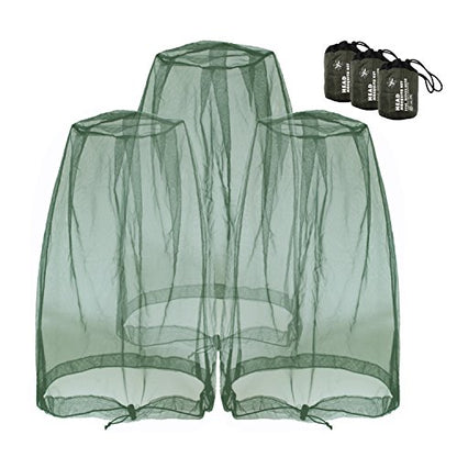 Mosquito Head Mesh Nets Gnat Face Netting for No See Ums Insects Bugs Gnats Biting Midges from Any Outdoor Activities, Works Over Most Hats (3pcs, Navy Green) - color: Navy Green