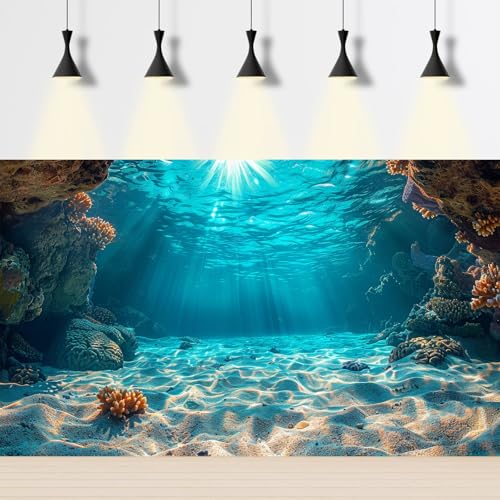 Under The Sea Tropical Seabed Aquarium Background Underwater Coral Reef Ocean Floor Fish Tank Background Stunning Sunray Crystal Clear Undersea Cave Sands Reptile Tank Terrarium Backgrounds 48x18in