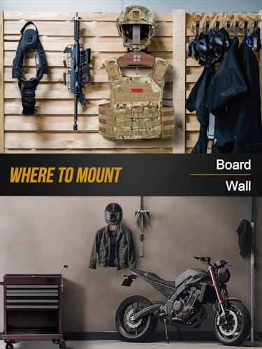 ONETIGRIS Tactical Gear Wall Mount, Heavy Duty Helmet & Plate Carrier Rack - color: Black Walnut