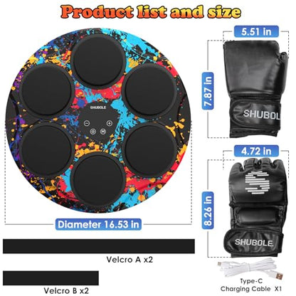 Music Boxing Machine for Kids & Adults - Wall Punching Bags with Lighting - color: Graffiti