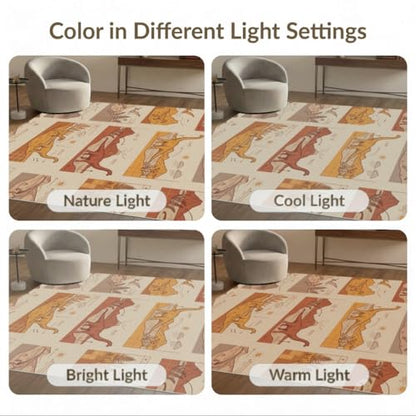 6'x9' Washable Graphic Mountain Area Rug, Beige Non-Shedding Pet Friendly Room Rug for Queen Size Bedroom, Under Bed, Master Suite, Foldable Easy Care Carpet | Ref:1942876 - color: Beige/Pattern 32, size: 6' x 9' (Rectangular)