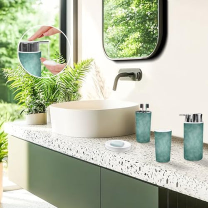 Bathroom Accessory Set 6 Piece Celadon Grunge Gray Sea Foam Green Color Abstract Trash can, Toothbrush Holder, Toothbrush Cup, Soap Dispenser, Soap Dish, Toilet Brush Holder - color: Color9