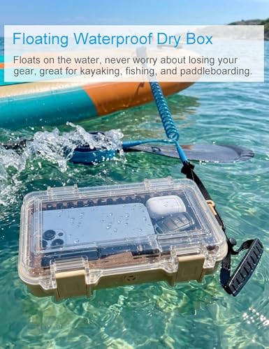 Waterproof Box Dry Box Watertight Storage Box for Boat Waterproof Containers Hard Protective Case Phone Case for Kayaking, Boating & Fishing Floating Kayak Tackle Boxes 10" L x 5" W x 2.5" H