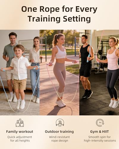 YUEDONG Self-Locking Speed Jump Rope with Dual Bearings for Kids and Adults | Dual ball bearings, self-locking adjustment, fingerprint grip, segmented PVC rope, for double unders, HIIT and home workouts