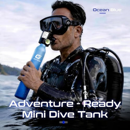 GOYOJO Mini Scuba Tank, Portable Diving Lung Air Tank with DOT Certified, Refillable Emergency Backup Pony Bottle for Snorkeling, Underwater Breathing, Training - color: 0.5L Ocean Blue