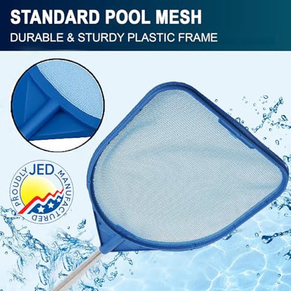 Pool Skimmer Net - Handheld Hot Tub Skimmer for Spa, Stock Tank Pool, Small Pool & Aquarium Cleaning (2 ft, Blue)