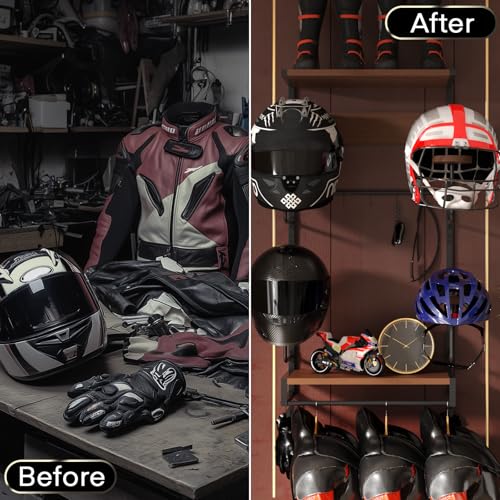 Motorcycle Helmet Holder Wall Mount for Moto Gear Storage Display - size: Large