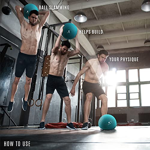 Yes4All Slam Balls, 10-40lb Weighted Ball Weight, Durable PVC Sand Filled Workout Dynamic Slam Ball for Strength Training, Triangle, Teal, 10lbs - color: Trendy teal, style: A. 10lbs