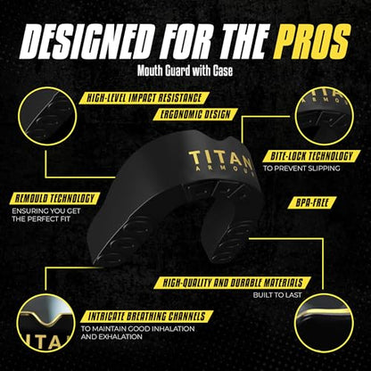 Mouth Guard Boxing, Dual-Layer Boil & Bite Mouthguard, Adult | Premium Dual-Layer | Case Included | Adult & Youth Custom-Fit Mouthpiece | Football, MMA, Hockey, Lacrosse, BJJ, Basketball - color: Gold, size: Junior Under 11