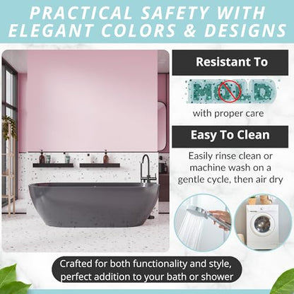 Bath Mat - Large Non Slip Bathtub & Shower Mat - Extra Long 40 x 16 Inch Bathroom Mats for Tub Nonslip Anti Slip Bathmats (40x16 Clear Pink 1-Pack) - color: Clear Pink