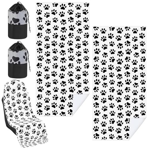 Hahafelt 2 Pack Car Seat Towel Cover with Storage Bag, Dog Footprints - style: Dog Footprints