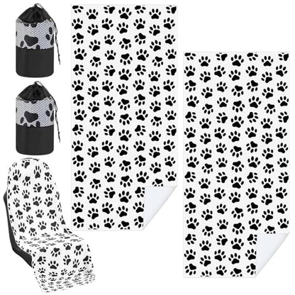 Hahafelt 2 Pack Car Seat Towel Cover with Storage Bag, Dog Footprints - style: Dog Footprints