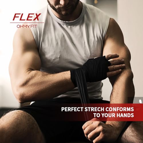 Flex Boxing Hand Wraps - 236 Inch/6M Extra Long for Premium Protection and Ultimate Performance - color: Black