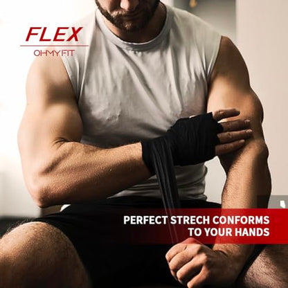 Flex Boxing Hand Wraps - 236 Inch/6M Extra Long for Premium Protection and Ultimate Performance - color: Black