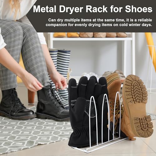2 Pack Metal Shoe Drying Rack for Dryer, Shoe, Boot and Glove Rack, White