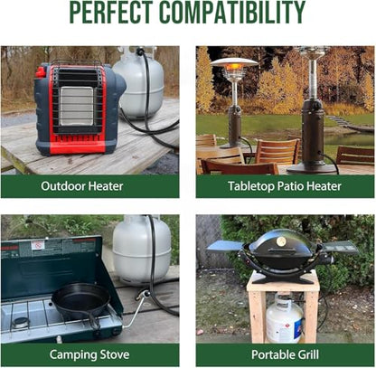 8FT Propane Hose Adapter 1lb to 20lb, Propane Tank Hose with QCC1/Type1 for 5-40lb Propane Tanks, Propane Adapter Hose with CGA600 Connection for Buddy Heater/Weber Q Grill/Coleman Camp Stove