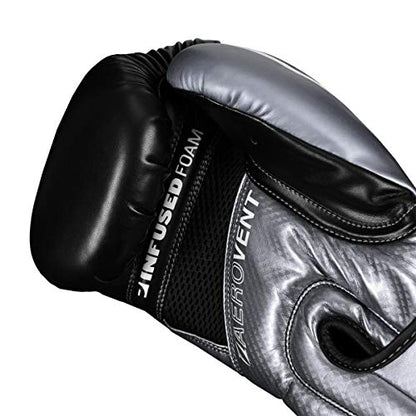 TITLE Boxing Infused Foam Interrogate Training Gloves 2.0 - Boxing Gloves, Boxing Training Gloves, MMA Gloves, Oz Training Gloves, Kickboxing Gloves, Punching Bag Gloves, Sparring Gloves - color: Silver/Black, size: 18 oz