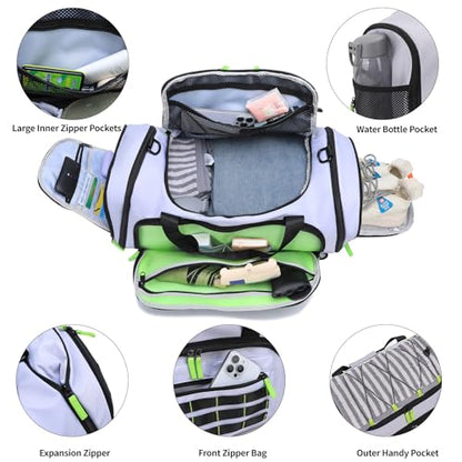 Gym Bags for Men & Women,46L Sports Travel Duffel Bag with Shoe Compartment,Expandable Carry On Weekender Bag for Airplane,Water Resistant Workout Overnight Backpack for Travel Gym,Grey