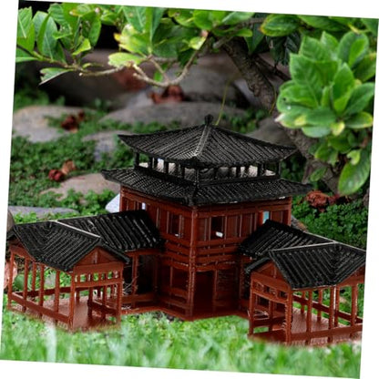 Miniature Pagoda Garden Statue 3.14X3.14X2.36In Japanese Zen Aquarium Decor Fish Tank Statue and Bonsai Figurines Ancient Inn Landscape Model for Meditation and Micro Landscape