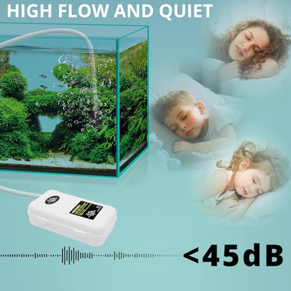 Mini Aquarium Portable Battery Air Pump for 6 Gallon Fish Tanks Aerator Pump with Bracket Airline Tubing Air Stone Control Vale and Check Valve Accessories