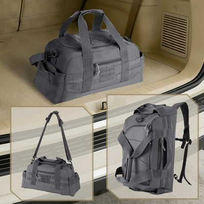 Hannibal Tactical 35L Large Duffle Bag, 3-in-1 Tactical Backpack MOLLE Pack for Sports/Gym/Outdoor, Grey - color: Grey