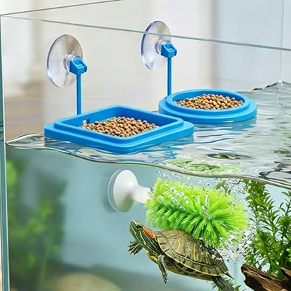3 Pcs Aquatic Turtle Tank Accessories, Turtle Feeding Ring with Suction Cup and Brush, Toys for Tortoise Aquarium Enrichment Habitat