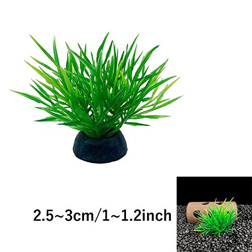 Aquarium Plant Fish Tank Decoration 20 Pieces Small/1" Tall Plastic Artificial Plant Goldfish Hidden Mini Grass Set (Green-C) - color: Green-c