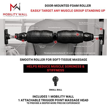 Mobility Wall- Stand Up Door Mounted Smooth Foam Roller for Soft Tissue Massage & Muscle Recovery for Exercise, Includes 1 Trigger Point Attachments - style: Standard