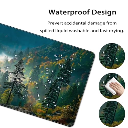 35.4 x 15.7 in, XXL Large Mouse Pad for Desk, Extended Keyboard Mouse Mat for Computer Office, Big Mouse pad with Stitched Edges, Gaming Pc-Mountains and Woods - color: Mountains and Woods