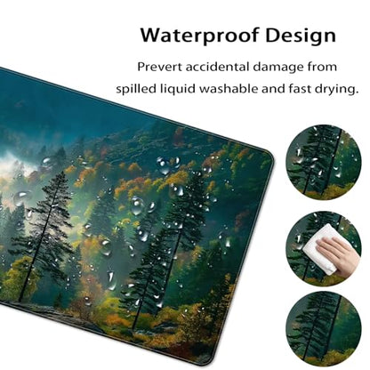 35.4 x 15.7 in, XXL Large Mouse Pad for Desk, Extended Keyboard Mouse Mat for Computer Office, Big Mouse pad with Stitched Edges, Gaming Pc-Mountains and Woods - color: Mountains and Woods