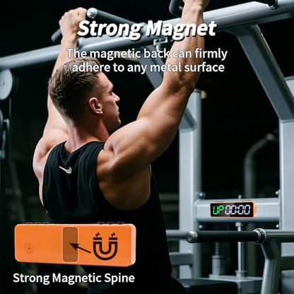 Gym Timer with Strong Magnet for Home Gym, Interval Timer Battery Supply | Workout Clock with Stopwatch, Count up/Down,Custom Interval for Fitness/Home/Boxing