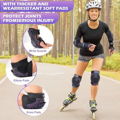 Skating Protective Gear Adult, Knee Pads for Women/Men /Youth, Skate Pads Adult Knee and Elbow Pads with Wrist Guards for Roller Skating, Skateboard, Skateboarding and Scooter