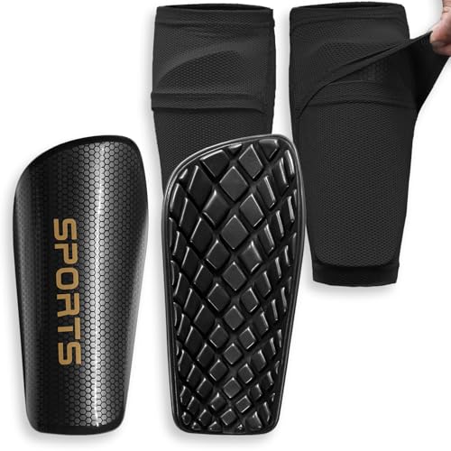 LPONJAR Soccer Shin Guards for Kids Youth Adults | Shin Pads and Sleeves, Optimized Insert Pocket, For Boys Girls Men Women, For Football Games, Protective Soccer Equipment - color: Black, size: Small ( 3'3" - 4'3" Tall )