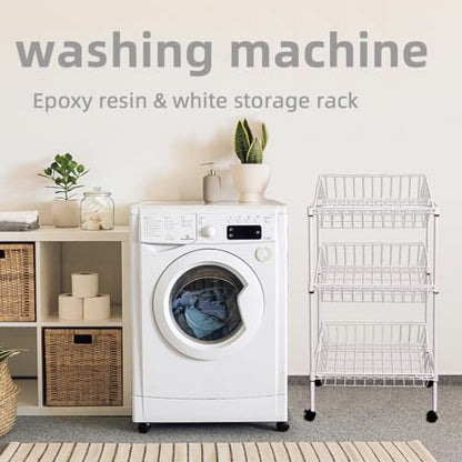 NSF white 3-layer storage rack, kitchen basket rack, vegetable tableware sorting, laundry room dirty clothes storage, detachable storage basket, multifunctional household epoxy resin - size: 3-White DIY basket